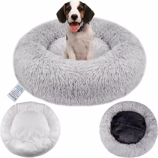 Tappetino per cani con rivestimento sfoderabile e fodera lavabile in lavatrice, per cani di taglia piccola e media - 50 cm, grigio