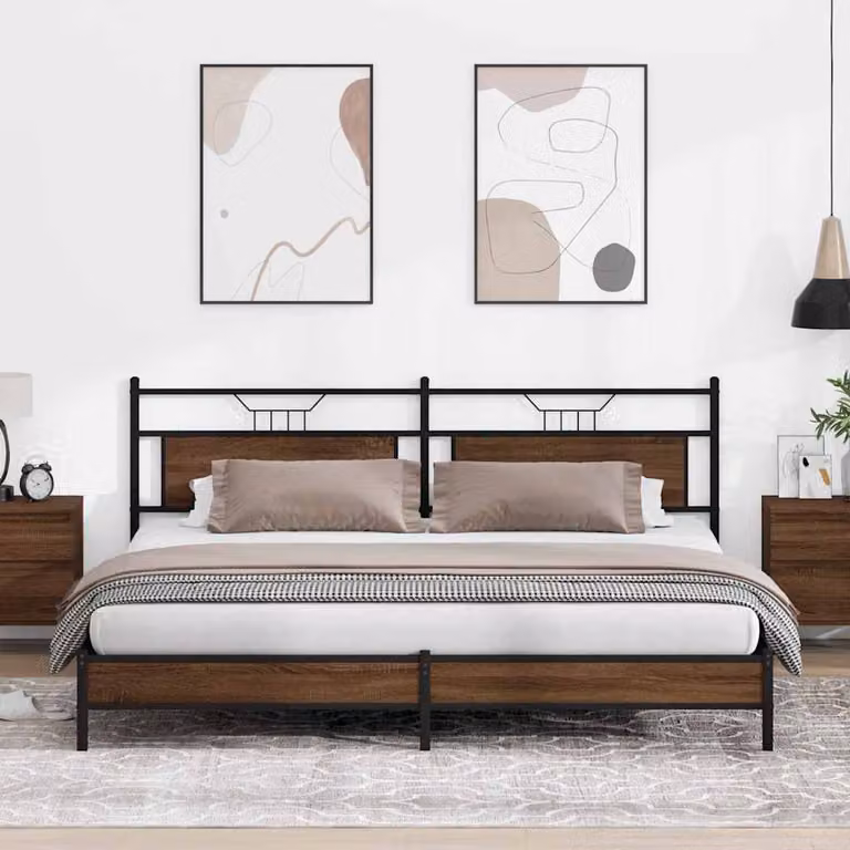 vidaXL Giroletto in Metallo e MDF Marrone Rovere L: 193 cm, P: 207 cm