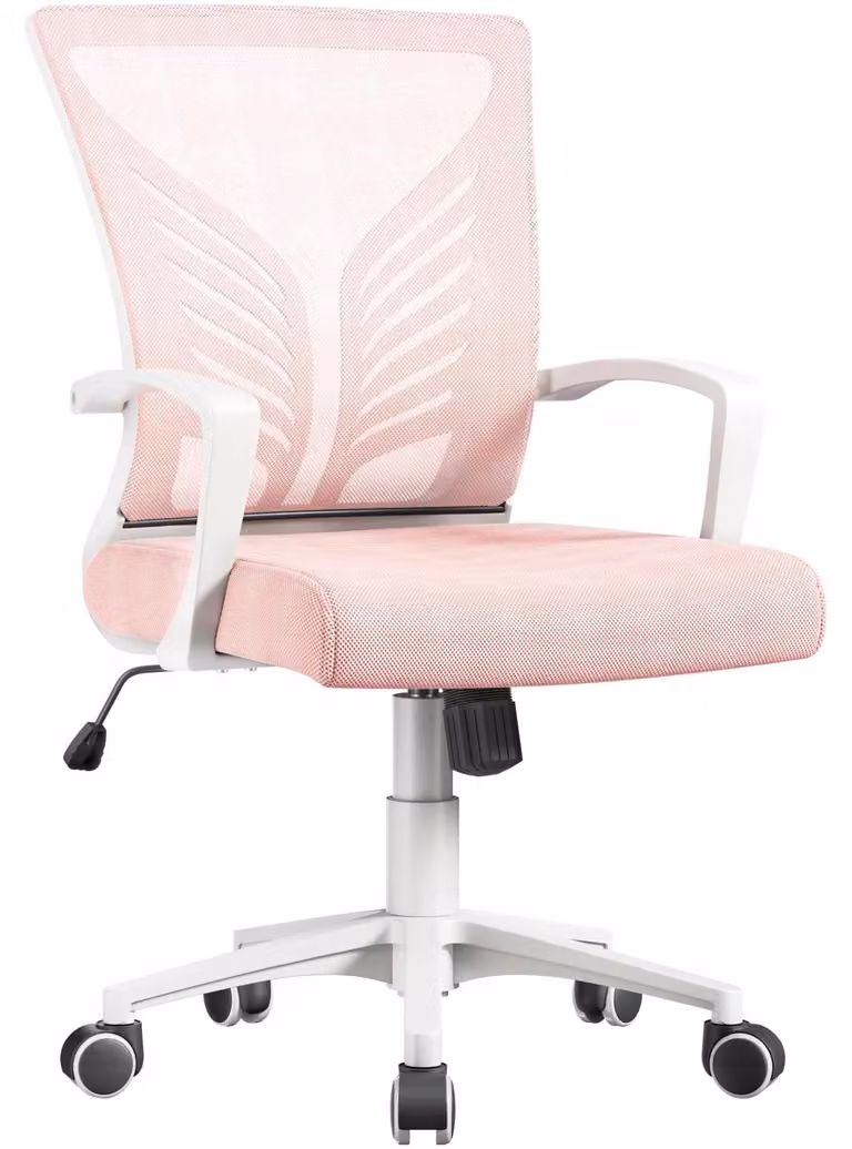Sedia da ufficio ergonomica - Rosa chiaro - Altezza seduta 44 - 53,5 cm - Funzione dondolo