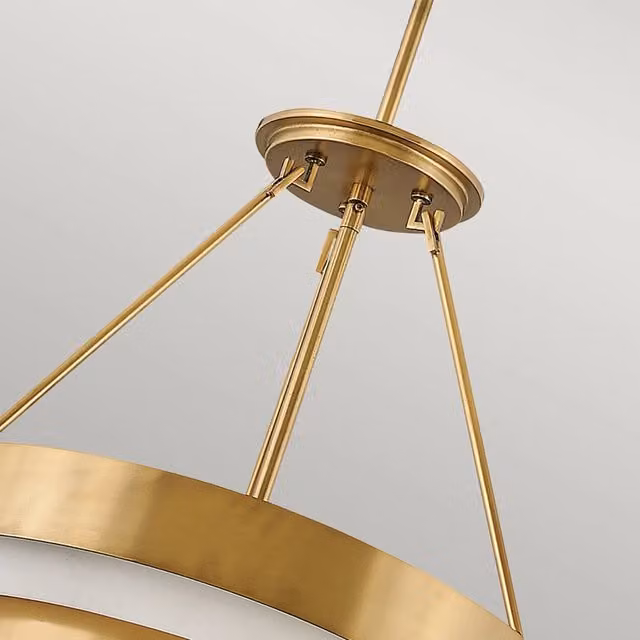 Lampadario a soffitto Hinkley in ottone e vetro bianco stile Art Deco con 4 luci E14 color oro/ottone