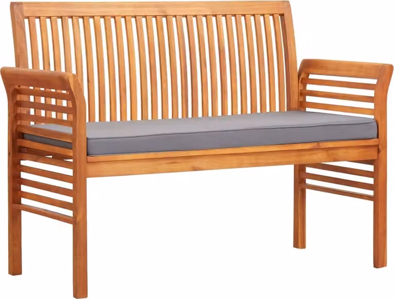 The Living Store Panca da giardino a 2 posti con cuscini 120 cm in legno massiccio di acacia