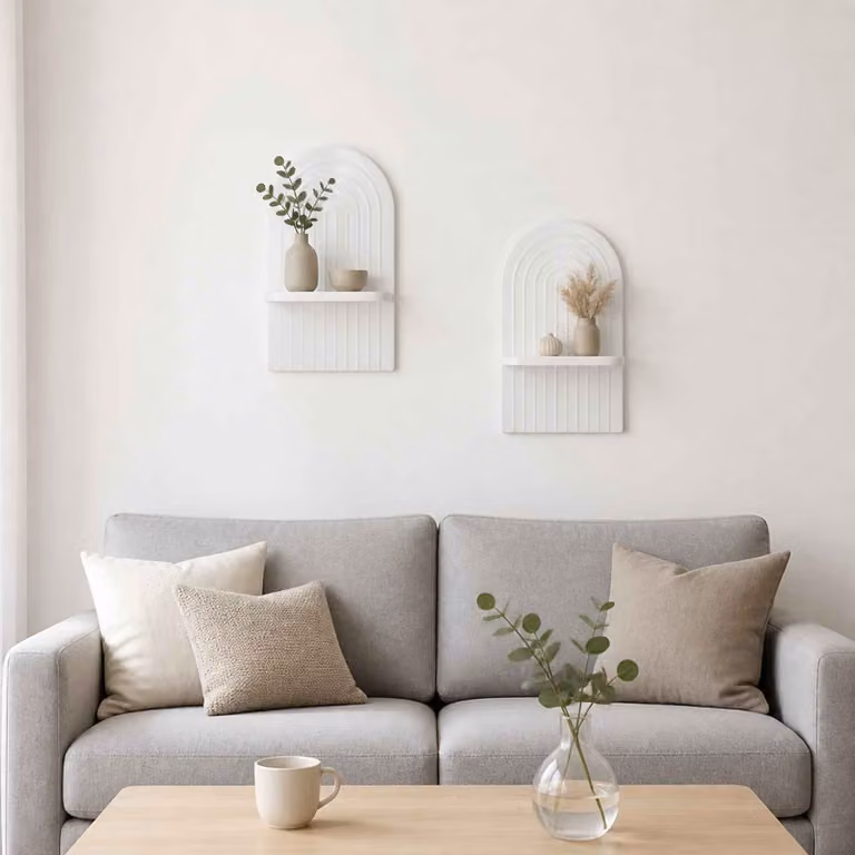 Set di 2 scaffali da parete vidaXL in bianco lucido, L 23 cm x P 13,5 cm x H 37,5 cm