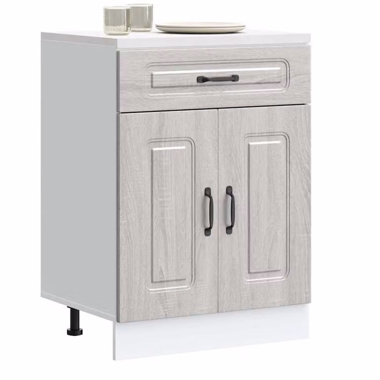 Base da cucina moderna vidaXL Kalmar in legno multistrato e MDF, Grigio Sonoma, L: 60,0 cm, P: 46,0 cm, H: 81,5 cm