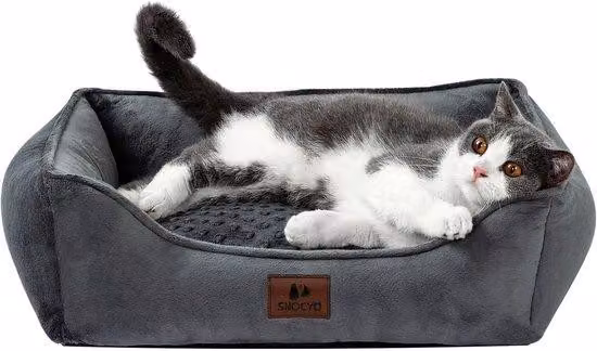Cuccia per cani di piccole dimensioni, lavabile, grigio scuro, con bordo
