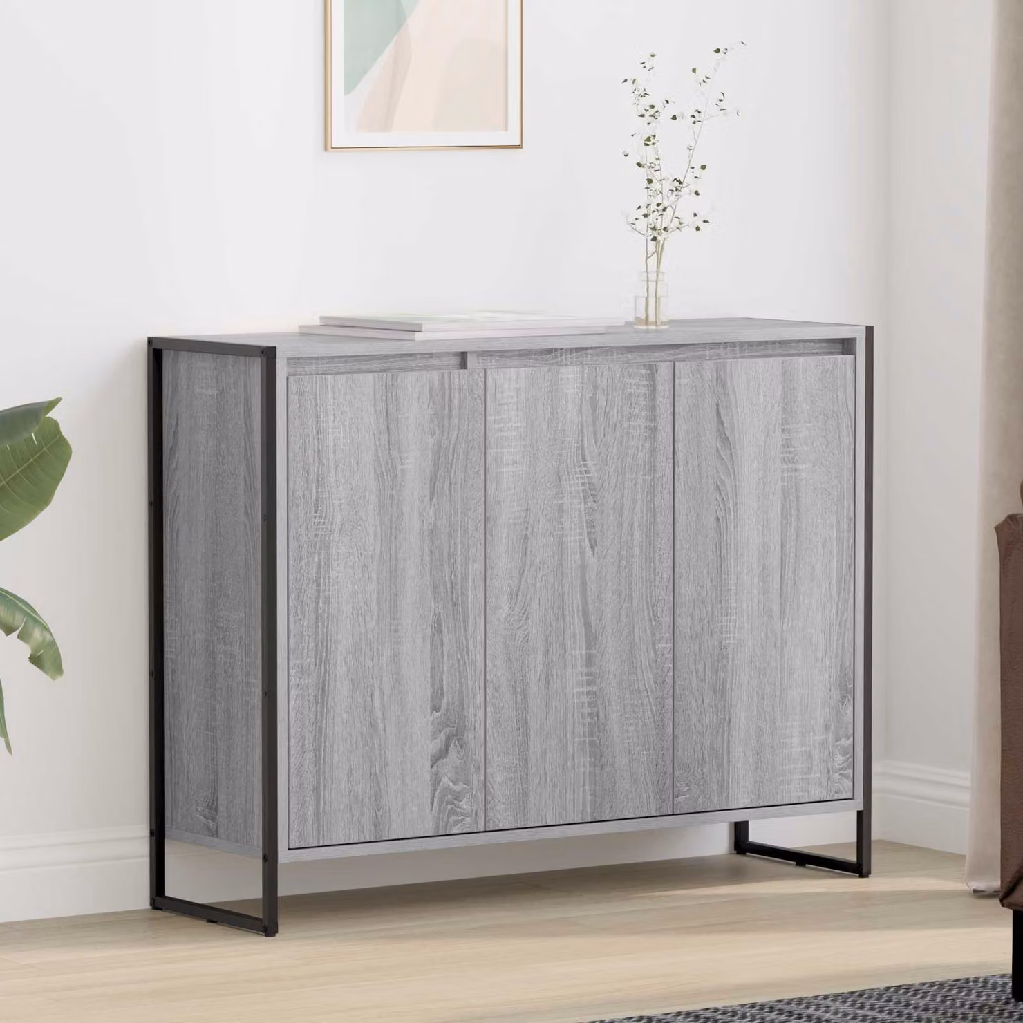 Mobile laterale vidaXL Grigio Sonoma L: 96,5 cm, P: 30 cm, H: 75 cm
