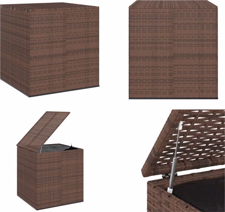 vidaXL Scatola per cuscini da giardino in PE Rattan 100x97,5x104 cm Marrone - Scatola per cuscini - Scatola per cuscini in PE Rattan - Scatola di stoccaggio