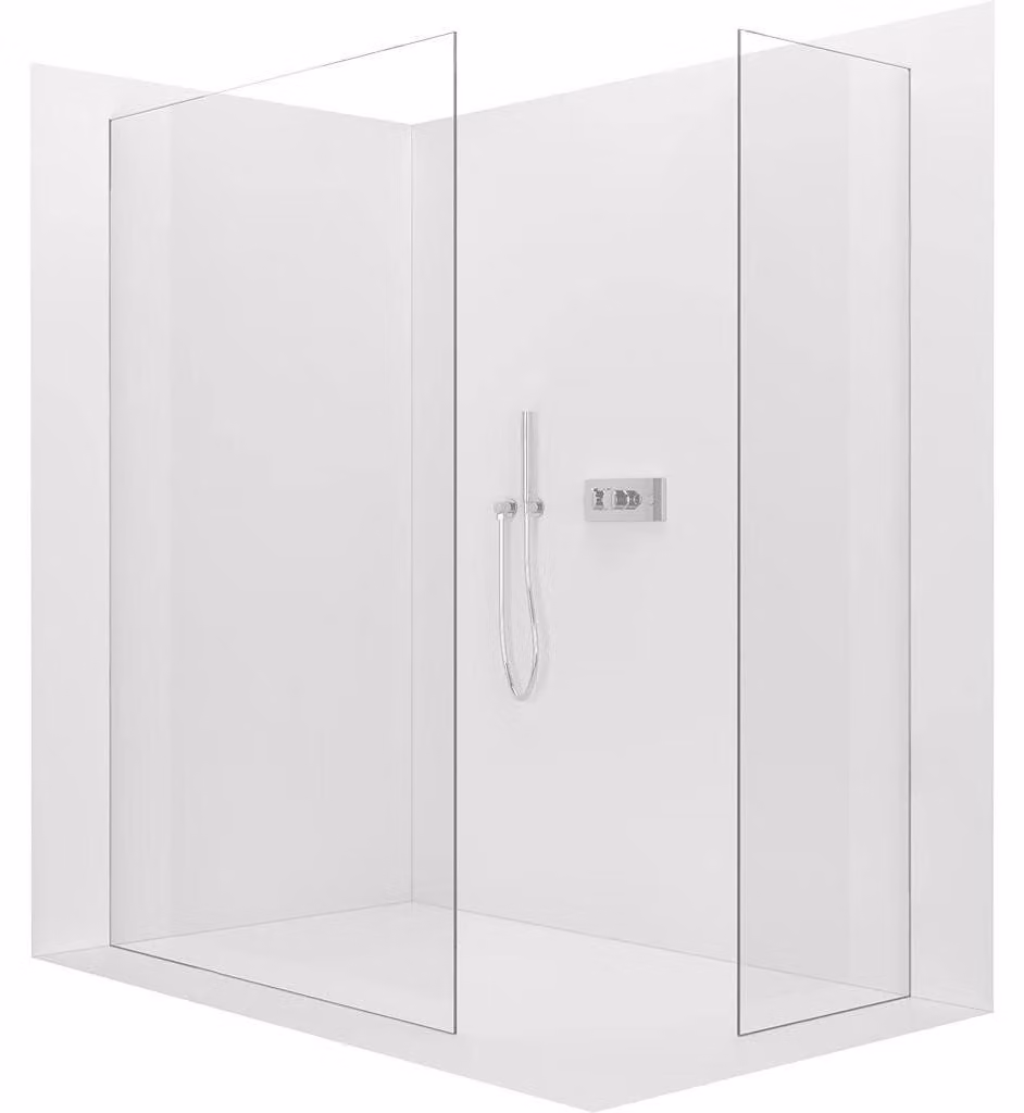CERANO - Box doccia Walk-in Crystal T L/P - 8 mm - sistema senza montanti - cromo, vetro trasparente - 110x60x200 cm