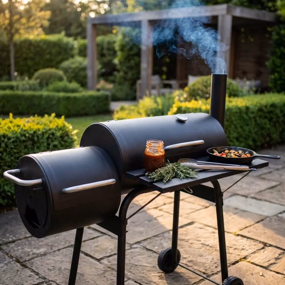 Barbecue a carbonella con affumicatore offset Kentucky COSMA in acciaio nero – 2