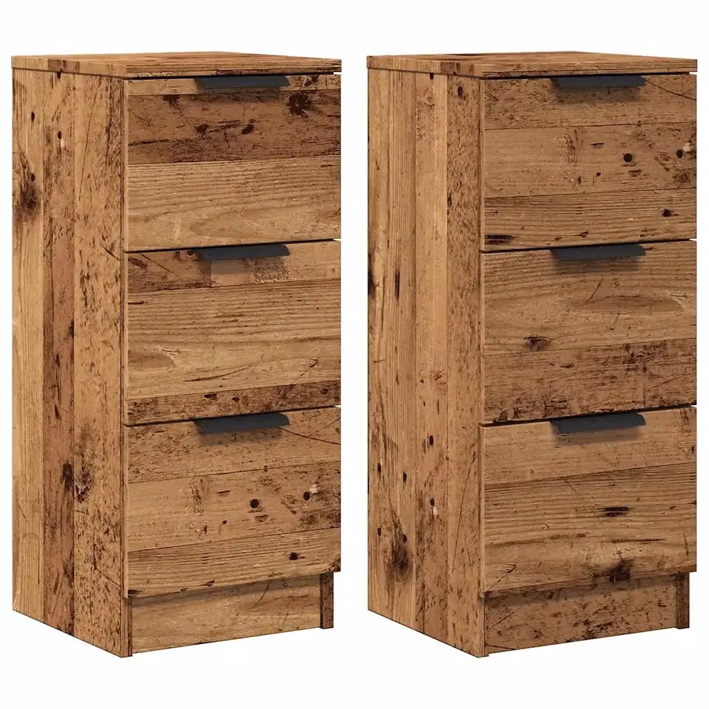 Set di 2 credenze vidaXL in legno multistrato color marrone stile rustico H: 70 cm, L: 30 cm, P: 30 cm – 2