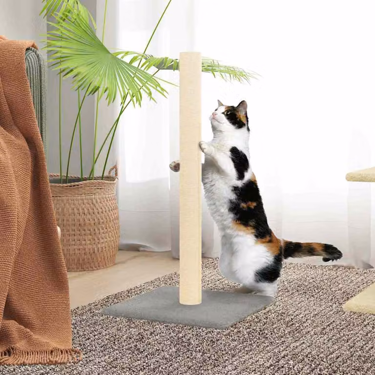 vidaXL Palo Tiragraffi per Gatti in Sisal e Legno, Grigio, L/P/H: 35 x 35 x 70 cm