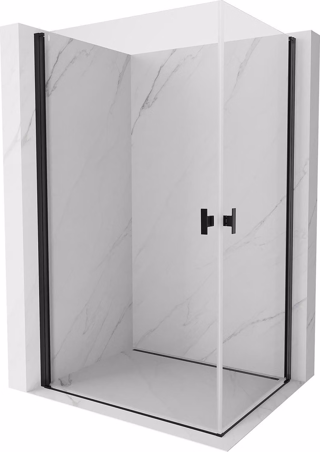 Mexen Mist-B Duo cabina doccia ad anta battente 95 x 85 cm, trasparente, nera - 8A2-095-085-70-00