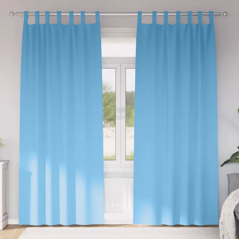 Set di 2 tende blackout vidaXL con anelli in poliestere, colore azzurro, H: 225 cm x L: 140 cm