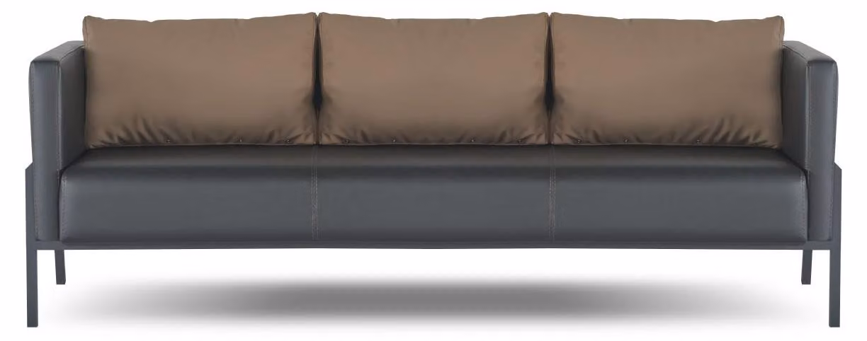 Schwarzer Arbeitszimmer Dreisitzer Designer Sitzmöbel Luxus Ledercouch