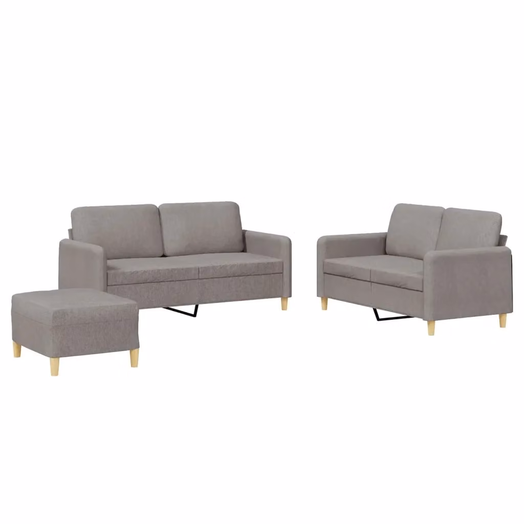 Set di divani 3 pezzi vidaXL in tessuto beige e grigio con cuscini decorativi per soggiorno in stile moderno – 2