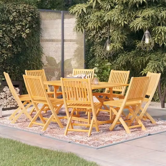 Set da pranzo da giardino vidaXL in legno di teak marrone, 9 pezzi