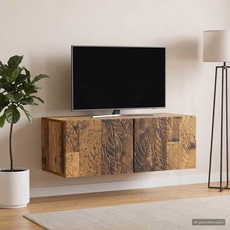 vidaXL Mobile Porta TV da Muro in Legno Antico Marrone L: 59,5 cm, P: 31 cm, H: 30 cm