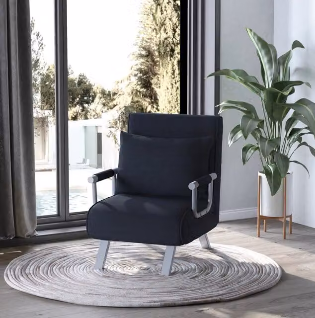 Divano letto 2 in 1 con schienale regolabile nero
