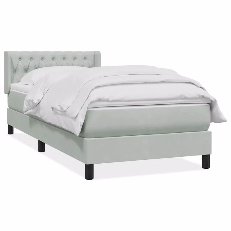 vidaXL Letto Ibrido con Giroletto a Molle e Materasso in Velluto Grigio e Bianco L: 93 cm, P: 223 cm, H: 88 cm