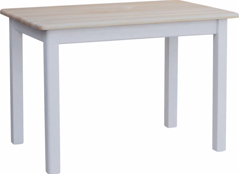 Tavolo bianco in legno di pino massiccio con piano laccato 130 x 70 cm