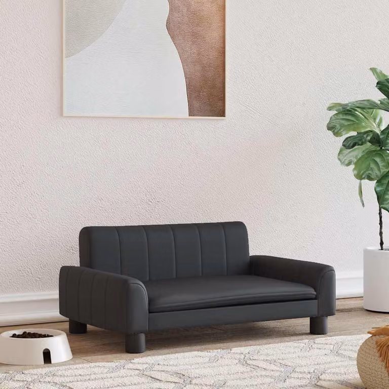 vidaXL Lettino per Cani Nero in Similpelle con Struttura in Legno L: 70 cm, P: 45 cm, H: 30 cm