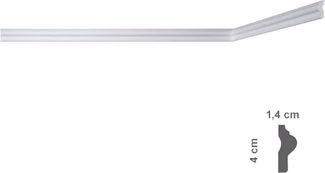 Cornice decorativa per soffitto Bovelacci mod. I709 in polistirolo bianco, confezione da 125 pezzi, H: 4 cm, L: 1,4 cm, Lunghezza: 2 m
