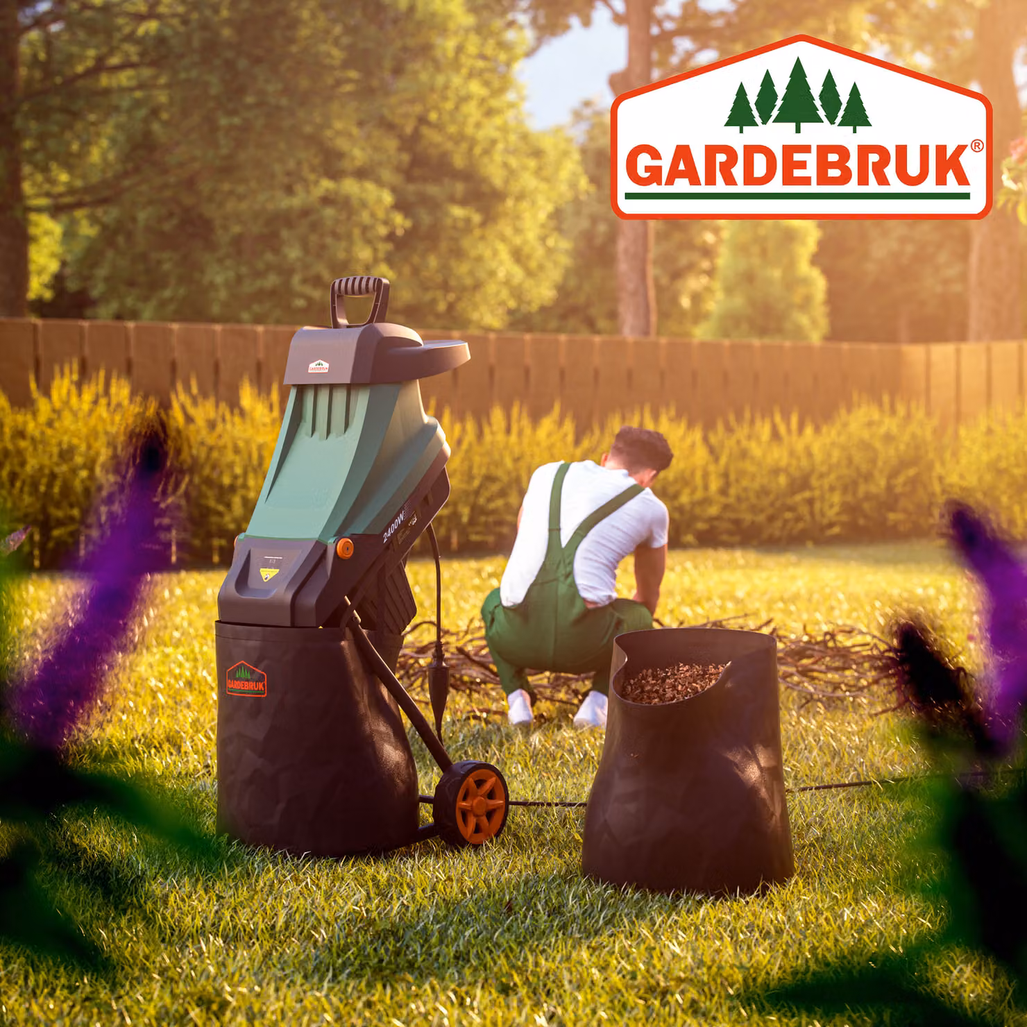 Trituratore elettrico GARDEBRUK verde con lame in acciaio e contenitore di raccolta da 50L – 2