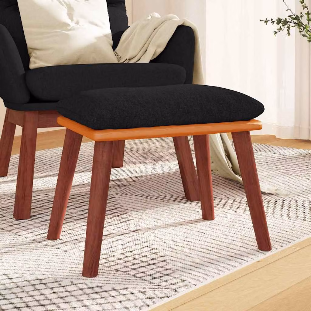 vidaXL Poggiapiedi Moderno Nero in Tessuto e Similpelle L: 45 cm, P: 29,5 cm, H: 35 cm