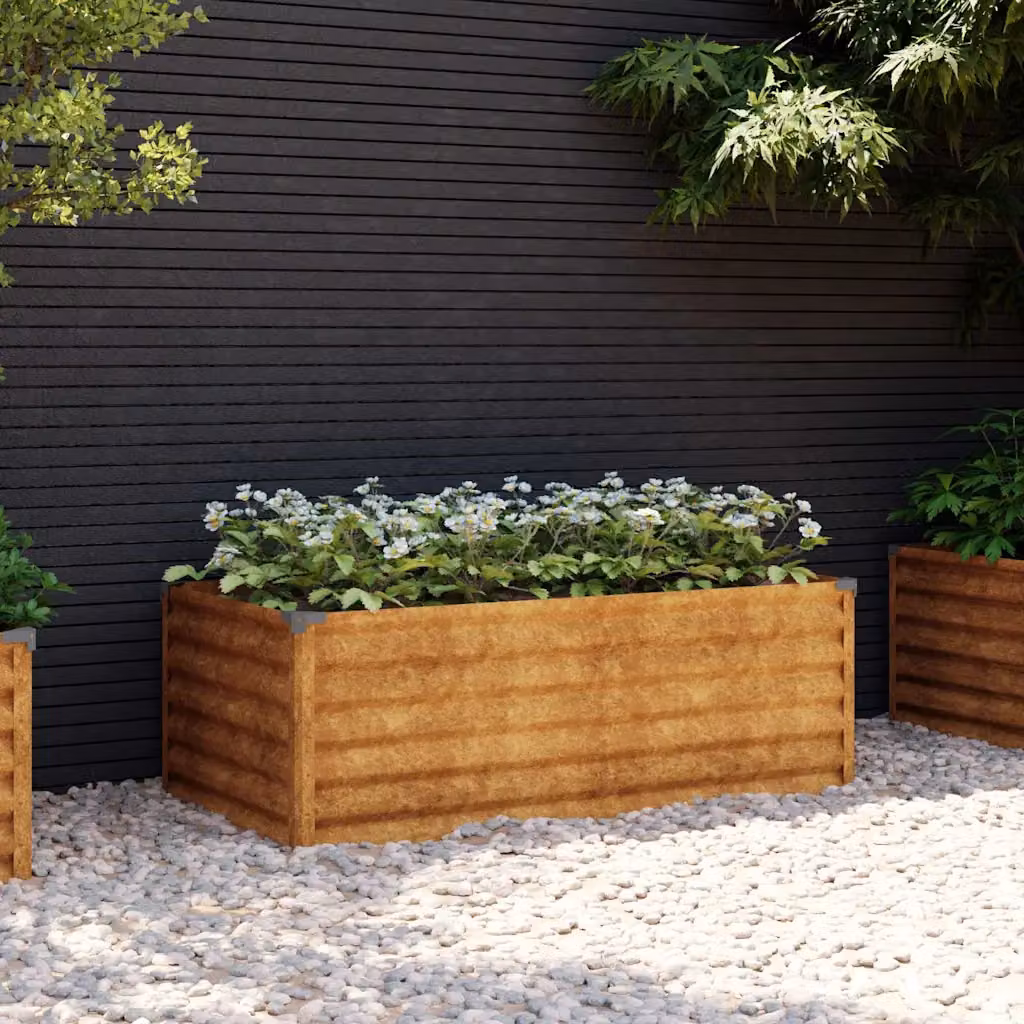 Letto rialzato da giardino vidaXL in acciaio Corten color marrone L: 100 cm, P: 50 cm, H: 36 cm