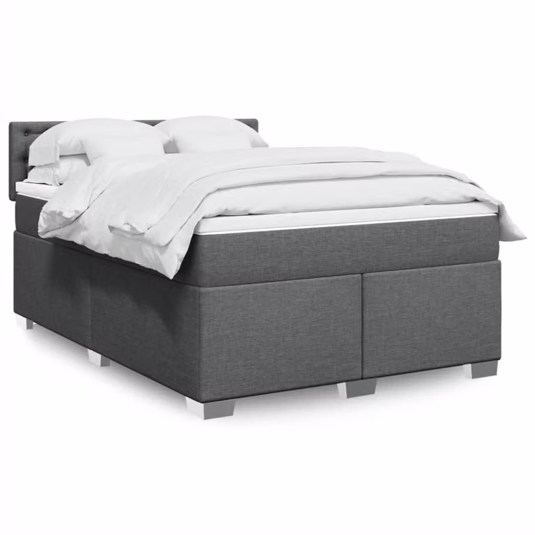 vidaXL Letto Ibrido con Materasso e Giroletto in Tessuto Grigio e Bianco L/P: 140 x 200 cm