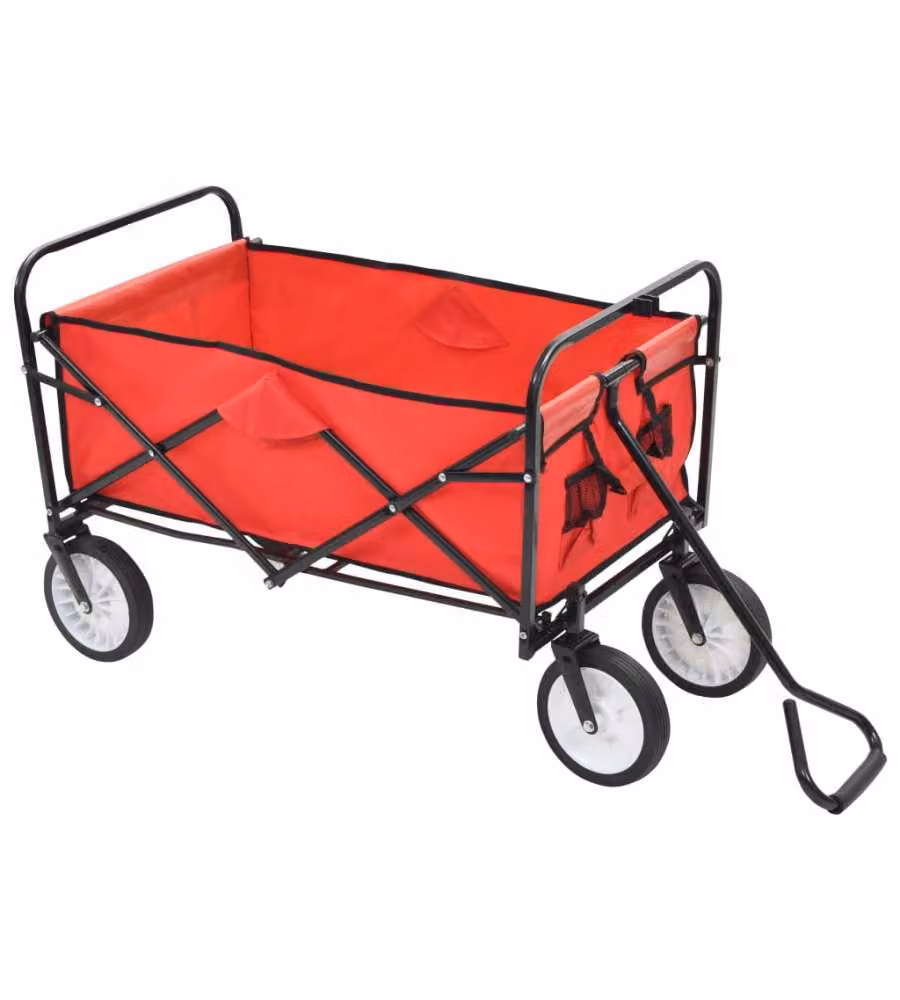 Carrello Pieghevole a Mano in Acciaio vidaXL Rosso, L/P/H: 118 x 92 x 52 cm – 2