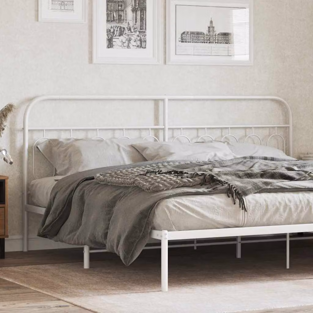 Testiera di ricambio in metallo vidaXL bianca per letto 200x200 cm