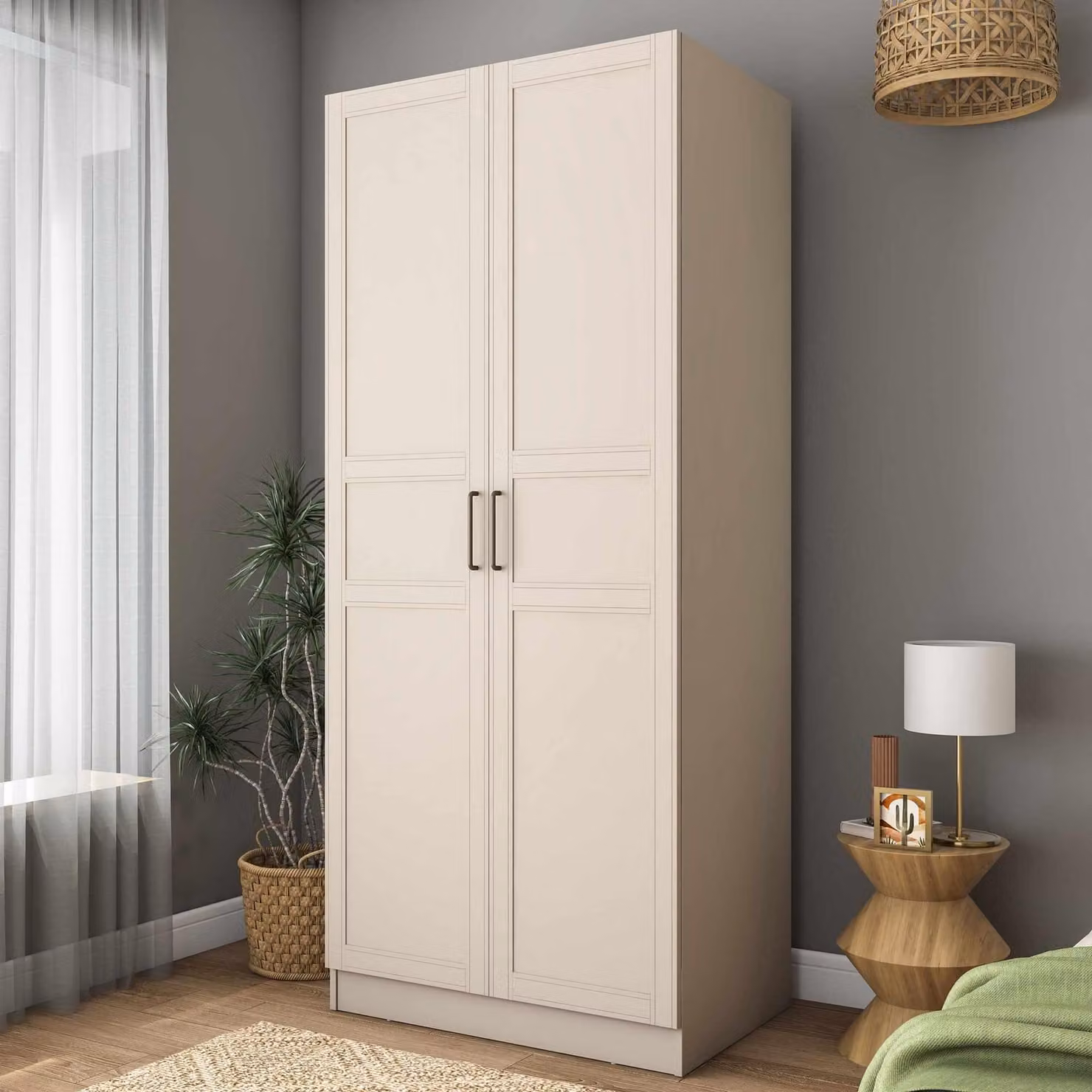 Skye Decor, armadio di alta qualità, color sabbia, dimensioni 90x210x57,5 cm | 100% melaminico