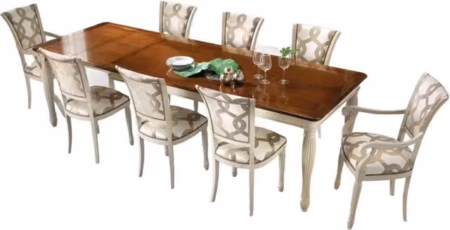 Tavolo rettangolare shabby chic allungabile in legno bianco e noce Mobili2g L: 200 cm, P: 100 cm, H: 80 cm – 1