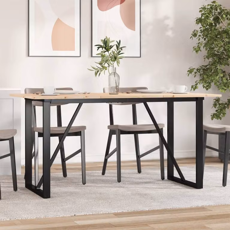 vidaXL Tavolo da Pranzo Rettangolare in Legno di Pino e Metallo Marrone L: 140 cm, P: 80 cm, H: 75 cm