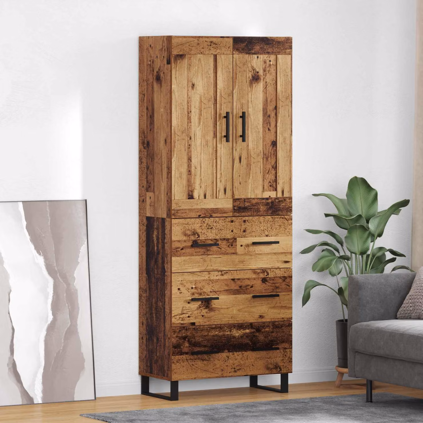 Set di 2 credenze vidaXL in legno vecchio marrone per soggiorno e sala da pranzo L/P/H: 69,5 x 34 x 180 cm