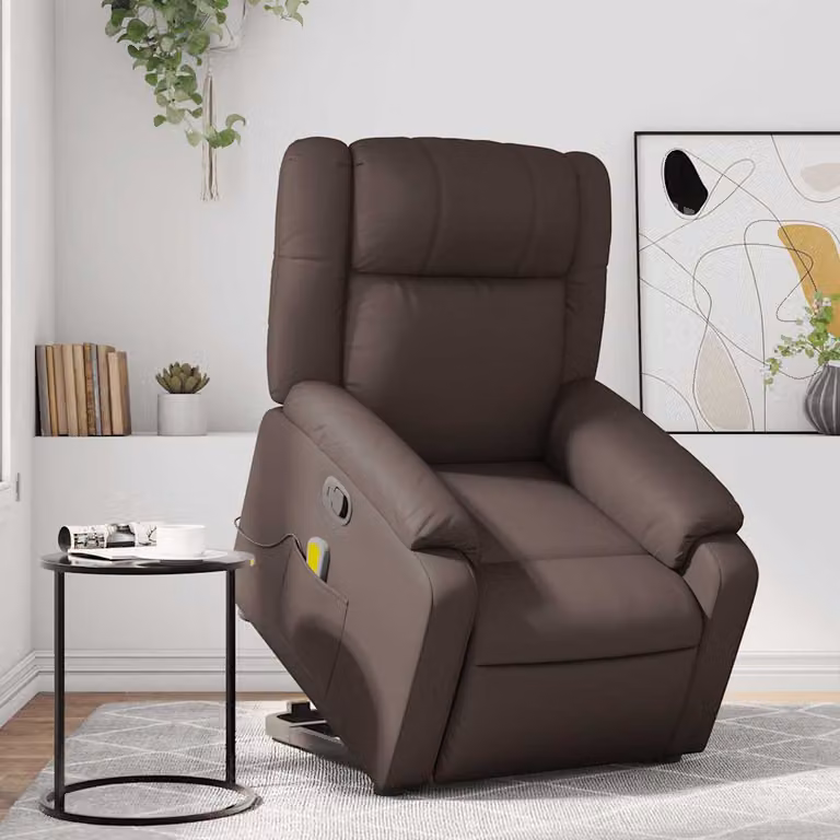 vidaXL Poltrona Alzapersona Reclinabile con Assistenza Elettrica in Similpelle Marrone