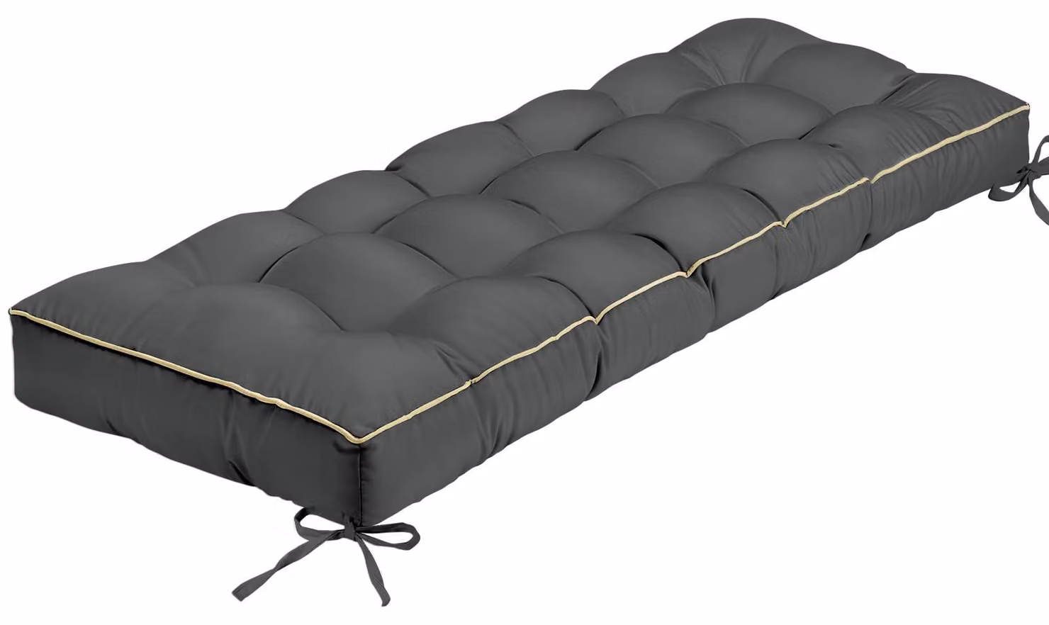 Cuscini esterni trapuntati, 122 x 46 cm, grigi, per panche da giardino e altalene
