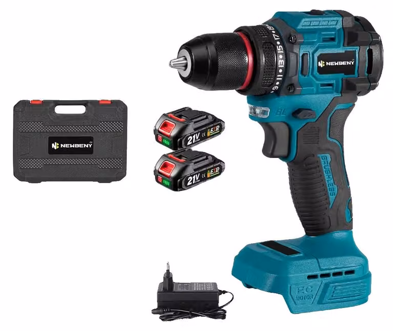 Trapano elettrico, motore brushless, 2 velocità, 2 batterie incluse