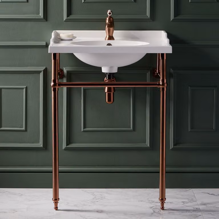 Consolle in Rame Satinato con Lavabo Tradizionale – 630 mm – Elizabeth