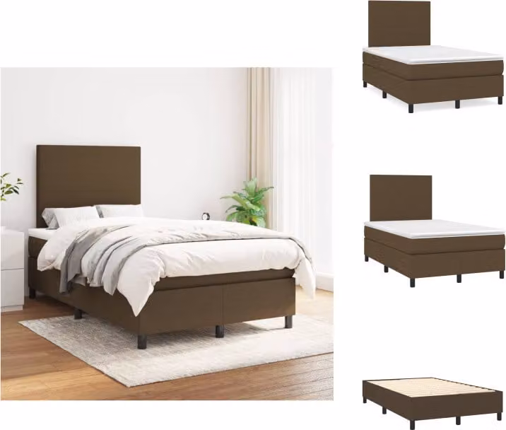 vidaXL Letto a molle con materasso in tessuto marrone scuro 120x200 cm - Letti e strutture letto