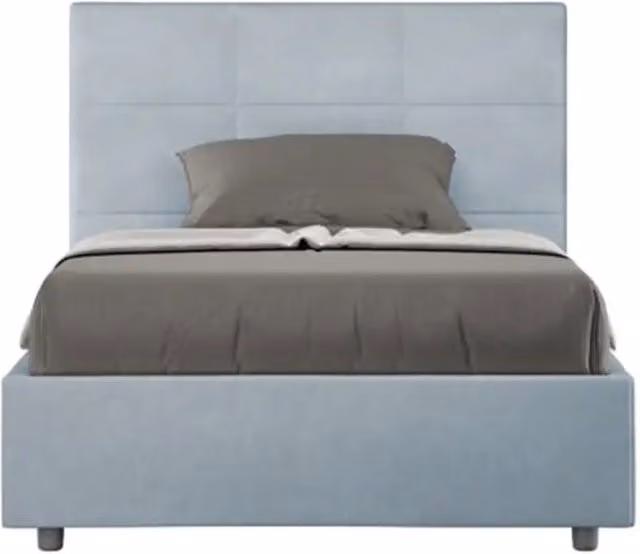 Letto contenitore una piazza e mezza Mika Ityhome imbottito in microfibra azzurro L/P/H: 220 x 120 x 135 cm