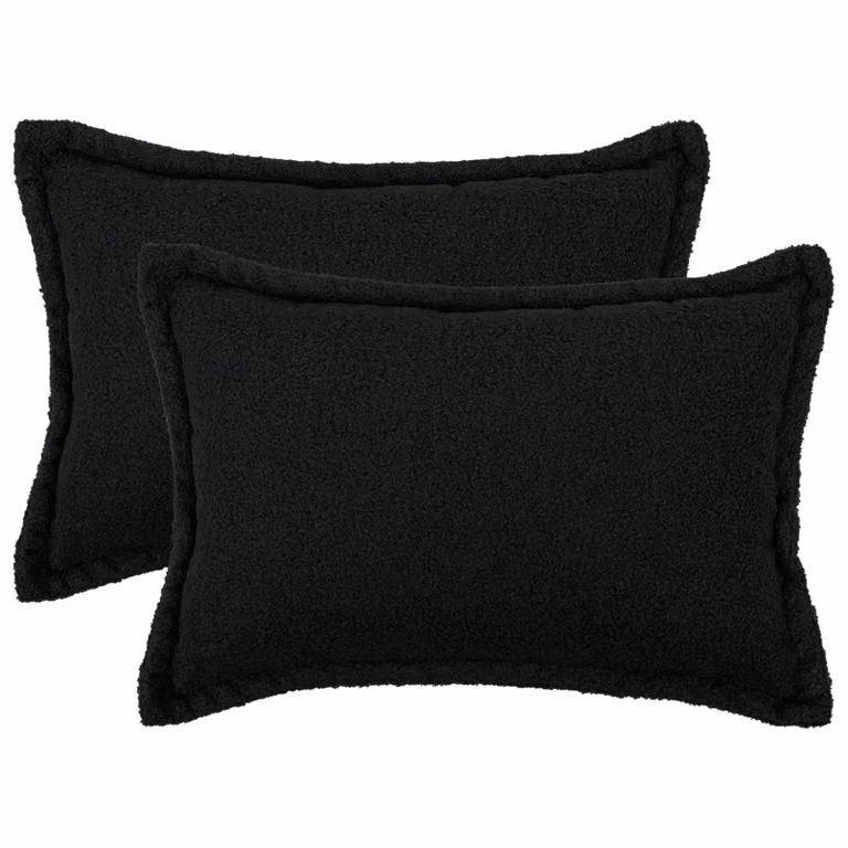 Set di 2 federe vidaXL HOUTEN in tessuto bouclé nero, L 50 cm x P 30 cm
