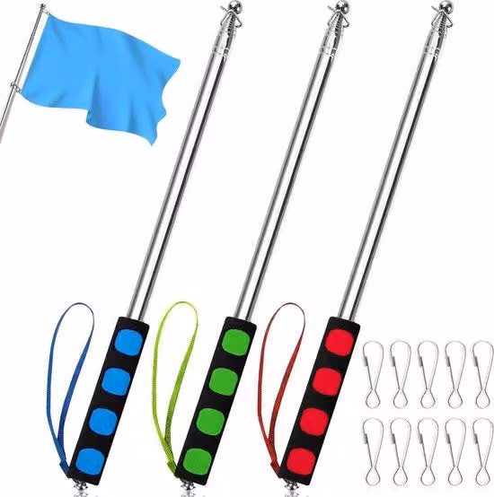 Aste telescopiche, acciaio inossidabile, 2 m, per festival, viaggi, scuola