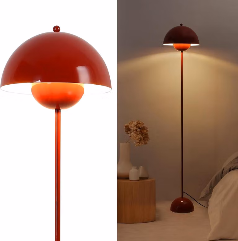 Lampada da terra di design nordico Burbudeo Inspiration "Flowerpot" e base parabolica attacco E27 per soggiorno sala da pranzo camera da letto
