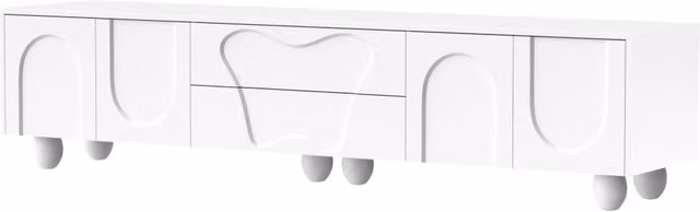 Mobile TV bianco 180 cm con gambe in legno naturale - design minimalista con ampio spazio contenitivo