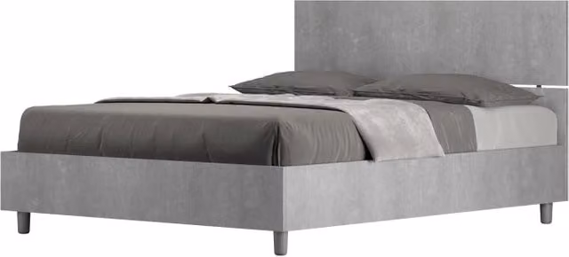 Letto Matrimoniale francese 140x200 cm testata dritta Demas - Contenitore,Grigio