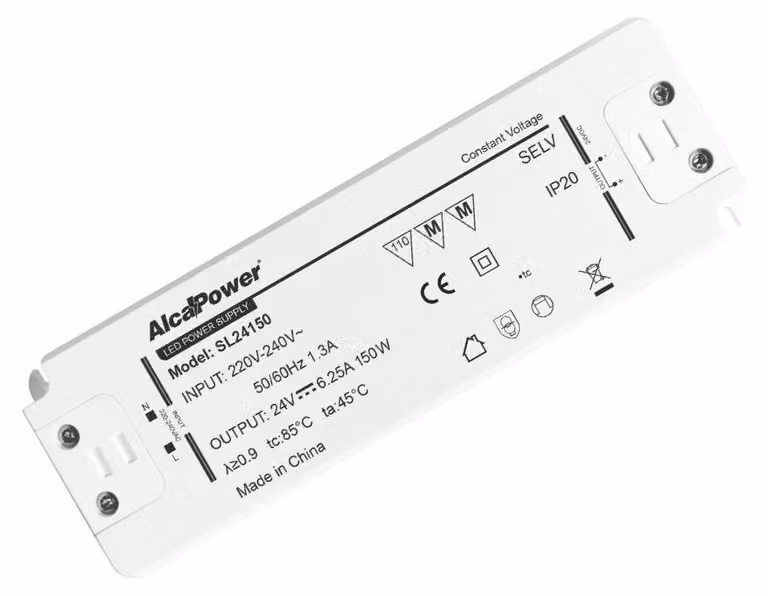 Alcapower Alimentatore Switching 24V 150W 6.25A IP20, Trasformatore per Illuminotecnica a Bassa Tensione per Installazione Professionale a 230V AC