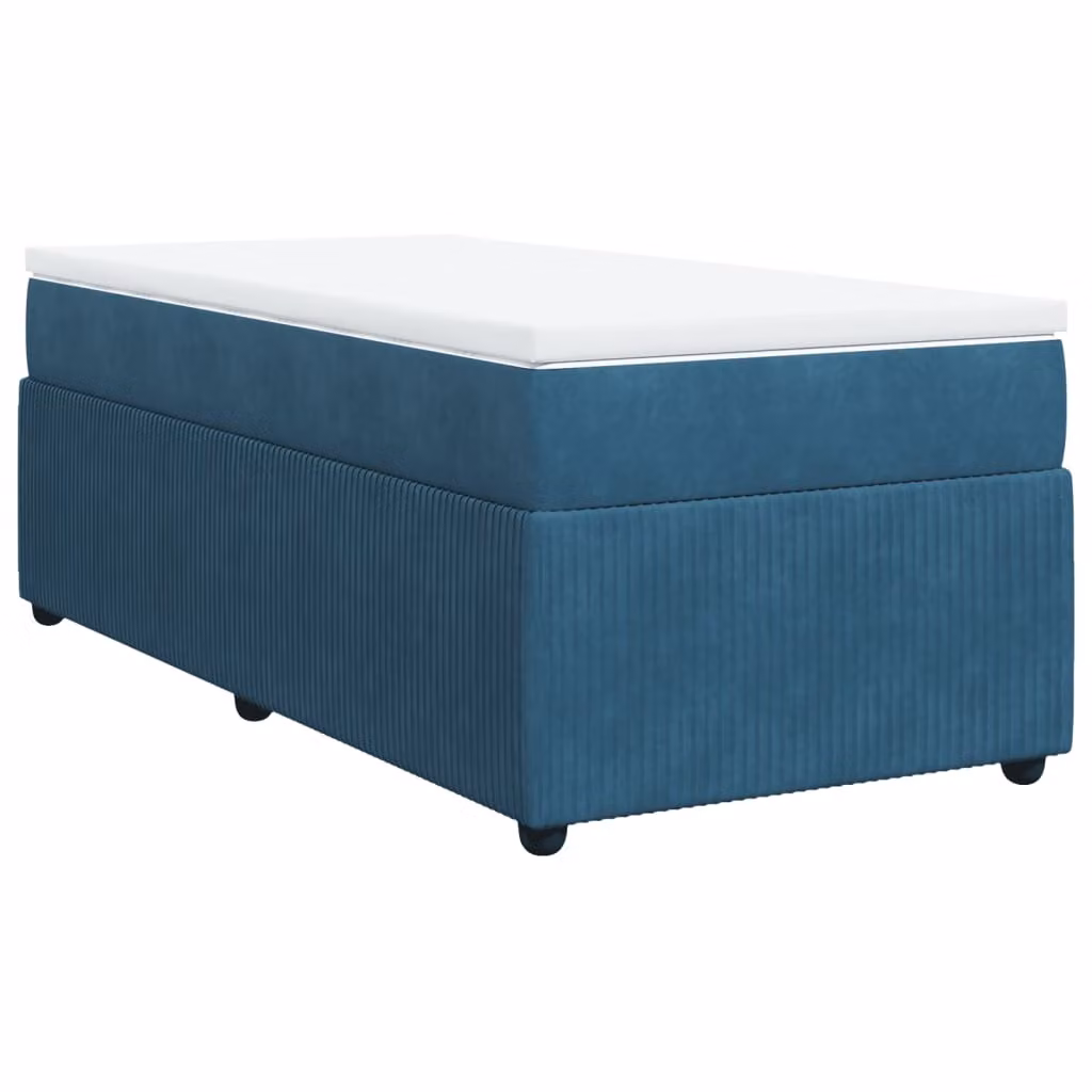 Giroletto a Molle con Materasso Blu Scuro 80x200 cm in Velluto