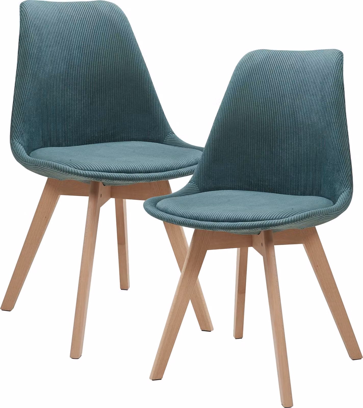 Sedia da pranzo 'Fläten' set di 2 sedie imbottite in velluto a coste verde scuro