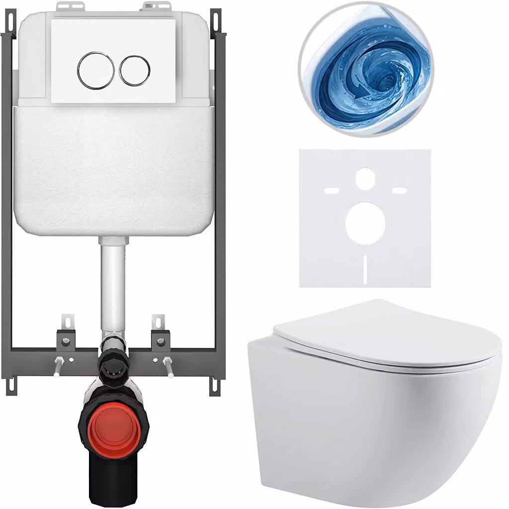 CERANO - Set WC da incasso Cesso - bianco opaco - pulsante Prime/Dualo, bianco - da incasso - 49x36 cm
